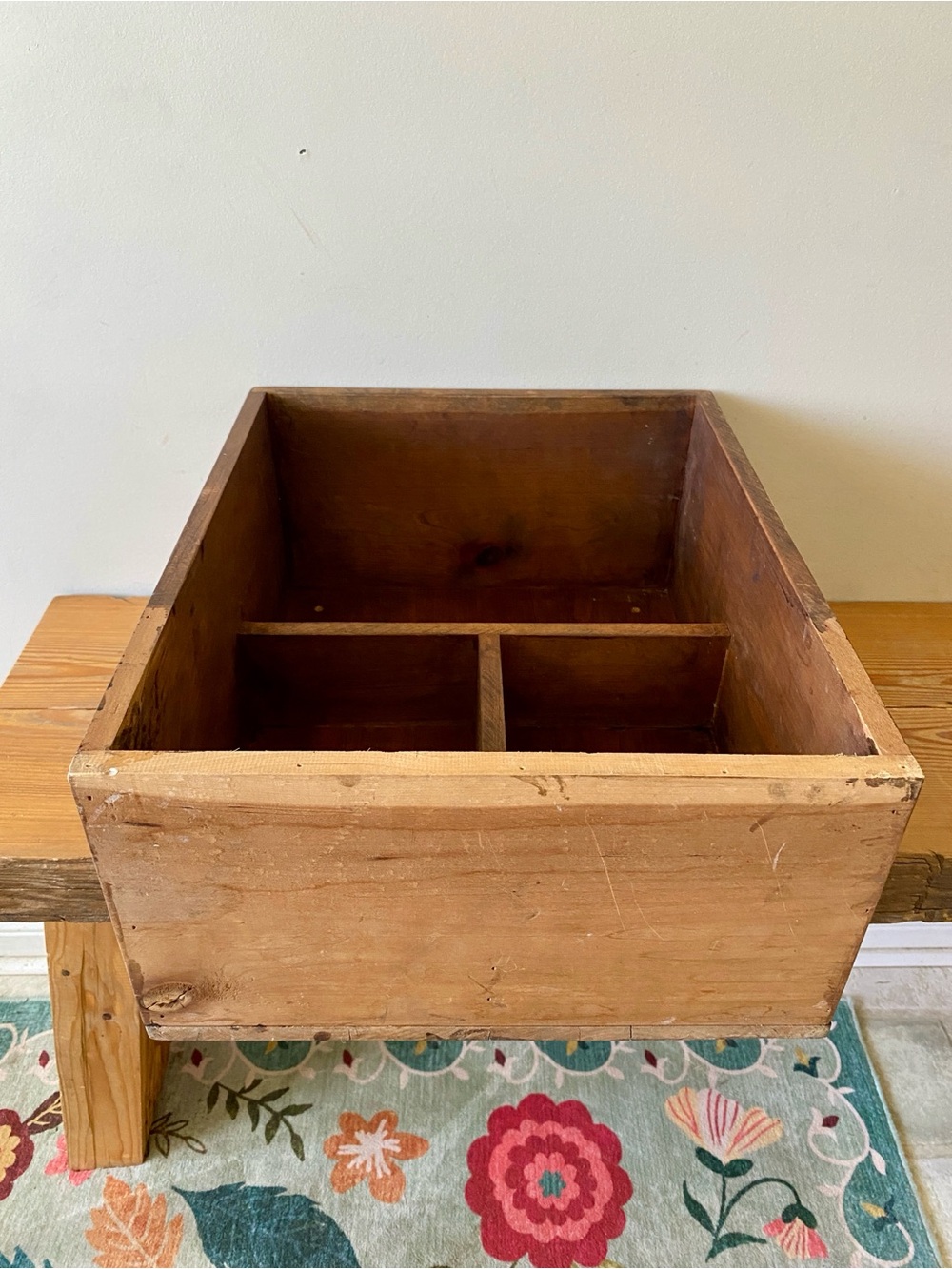 Primitive Wooden Drawer Wall Box Trinket Shelf - Picture 6 of 7